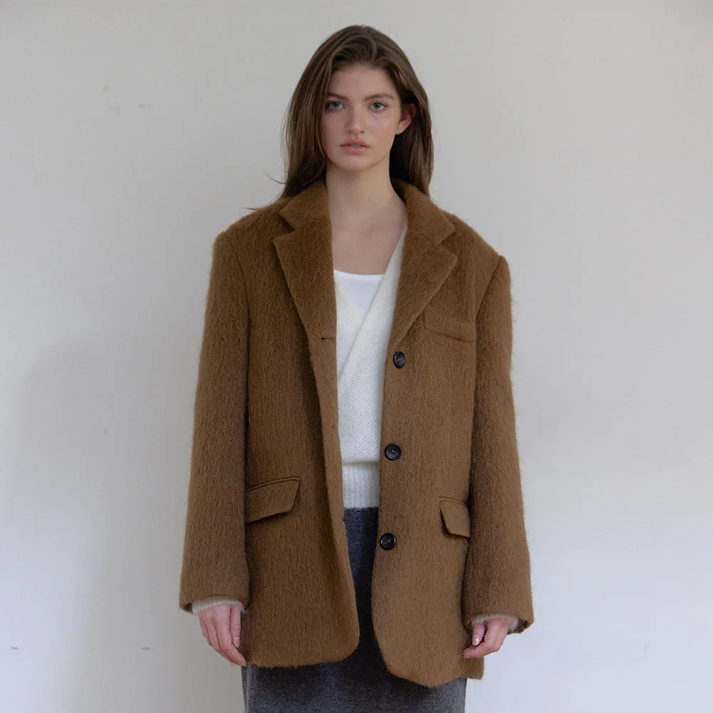 MOHAIR WOOL JACKET (BROWN)