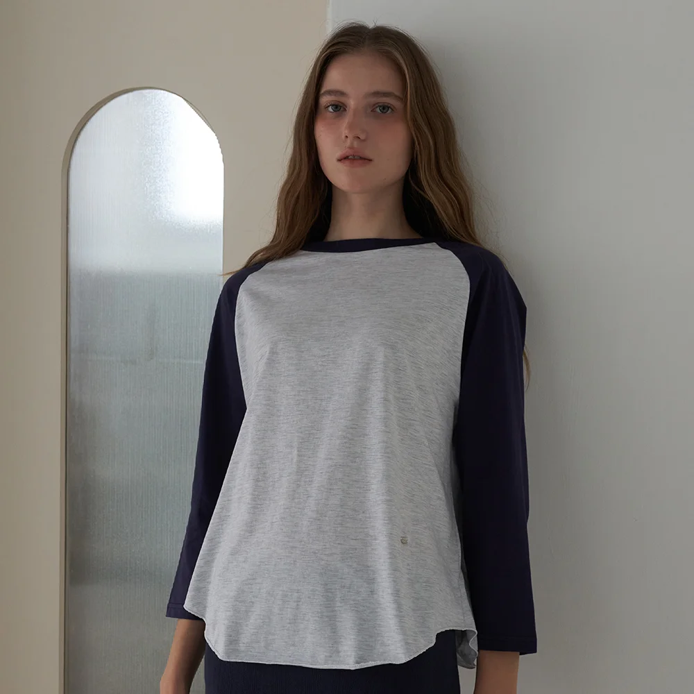 Cozy Mellow Charm Raglan Top - Navy