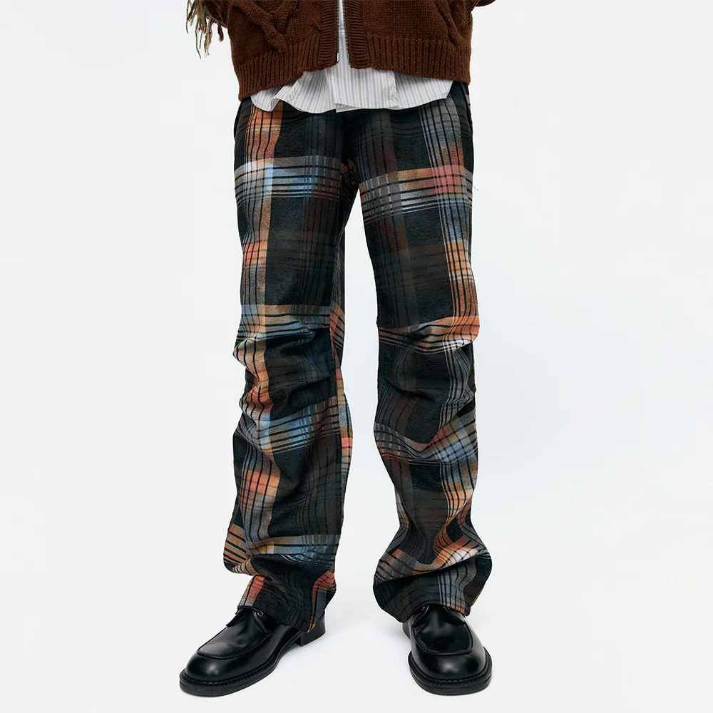 BURN-OUT CHECK CUT-OUT WRAP PANTS apa840m(MULTI)