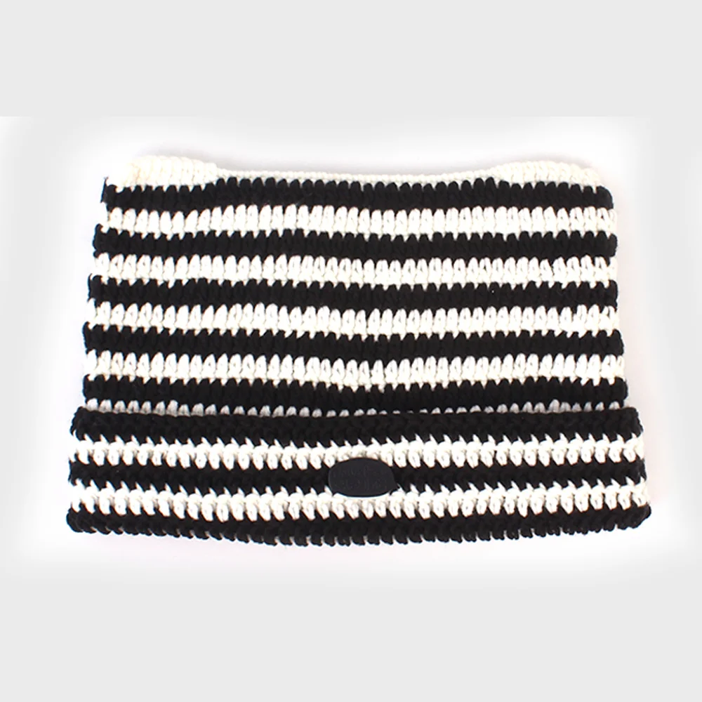 Cat Bold Stripe Black Beanie 貓耳帽