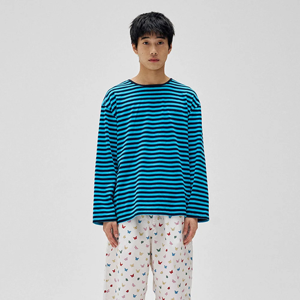 雙 衣袖 T恤_土耳其藍條紋 2SIZES