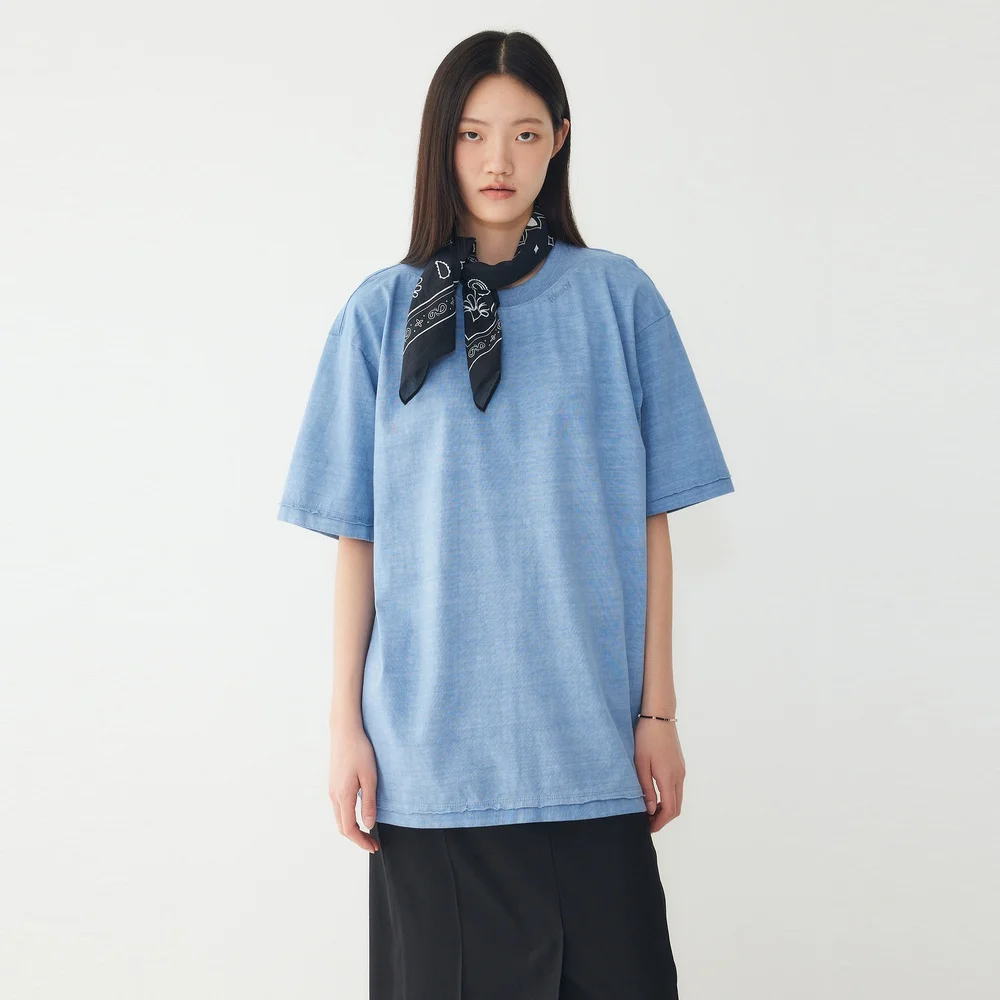 標誌 刺繡 Pigment 短袖 T恤_淺 藍色 9106222213