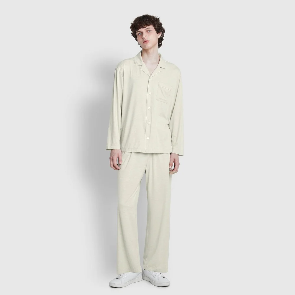 男裝 雲朵 10分 睡衣 套裝_青檸色