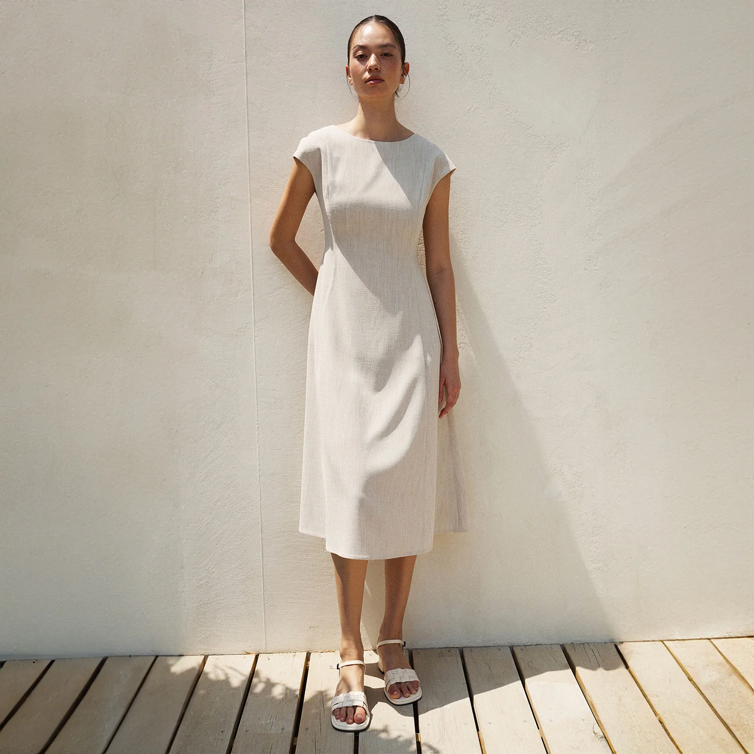 BOAT NECK MIDI DRESS