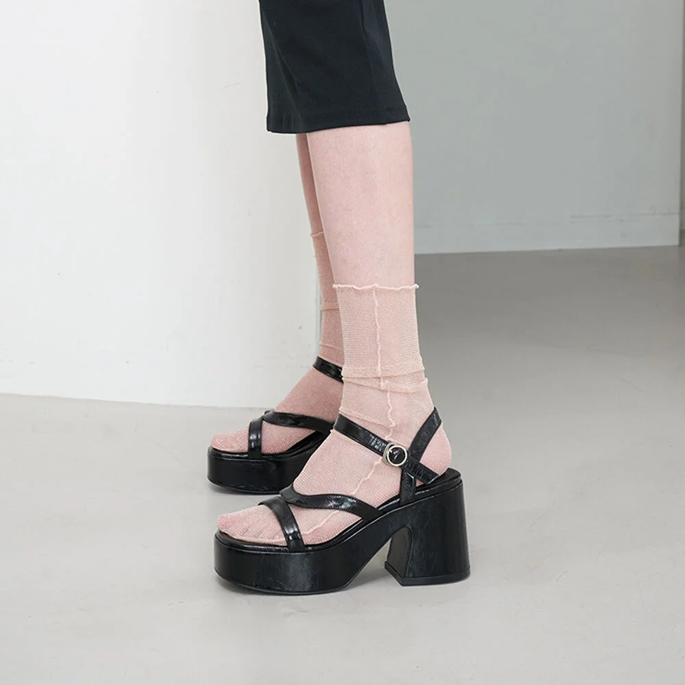 Kai Flatform Sandals Leather Black