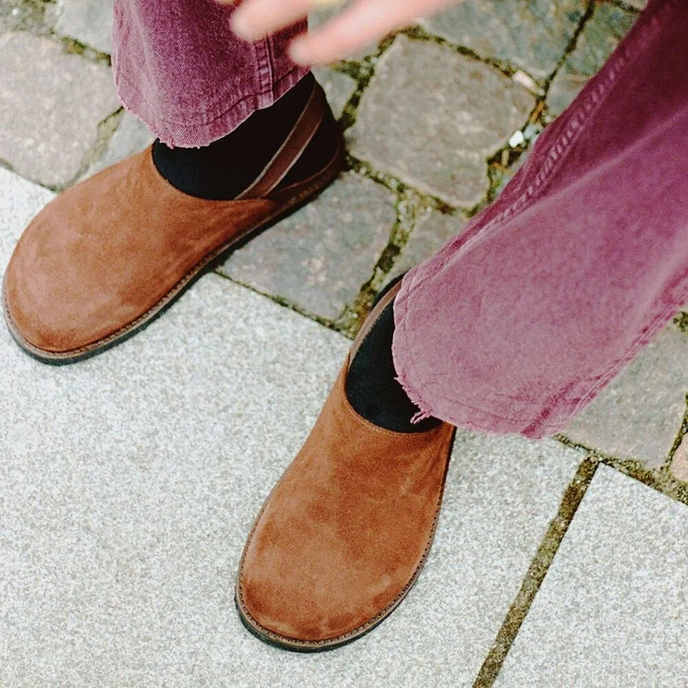 (M) 肩帶 穆勒鞋 麂皮 深啡色 STRAPPED MULE SUEDE DARK BROWN