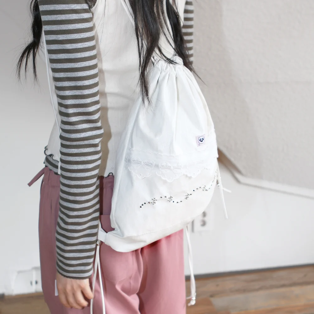 FAKE LEATHER DRAWSTRING BAG