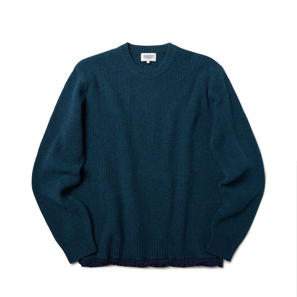 WOVEN HEM STRING ROUND SWEATER - TEAL GREEN (P234UKT224)