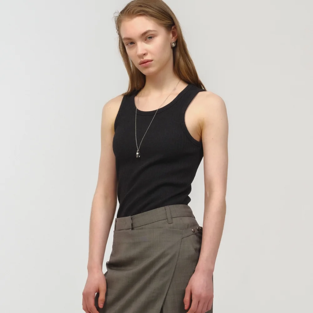 UNISEX, Basic Ribbed Sleeveless / Charcoal