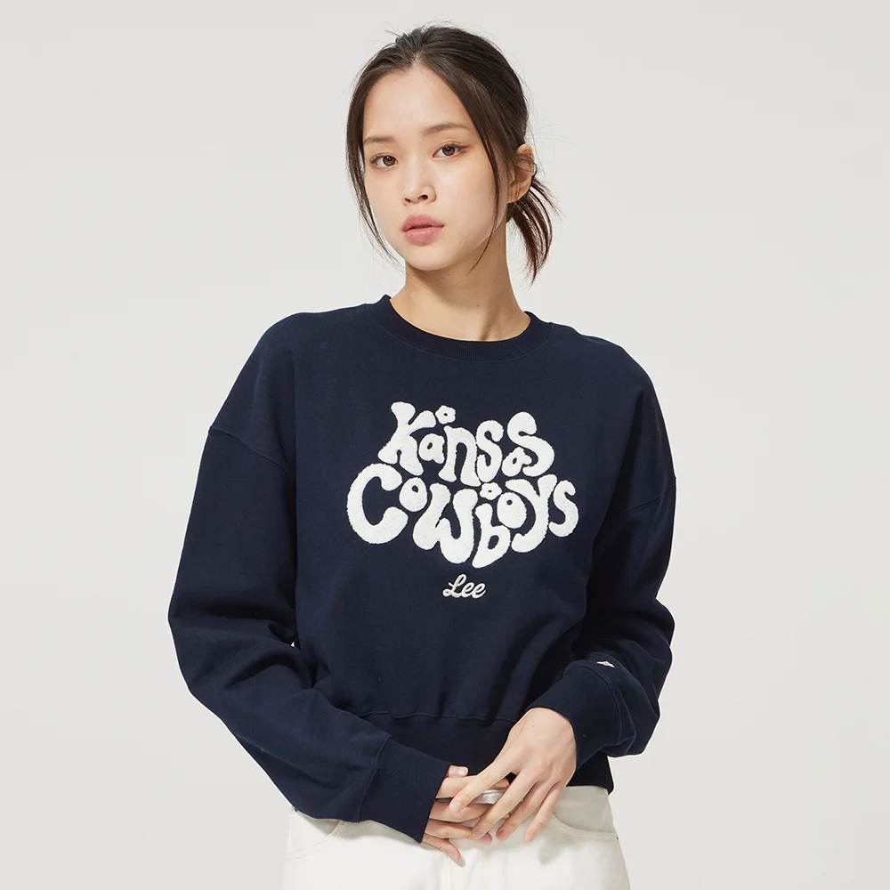 女裝 Kansas 圈圈紗 標誌 衛衣 海軍藍