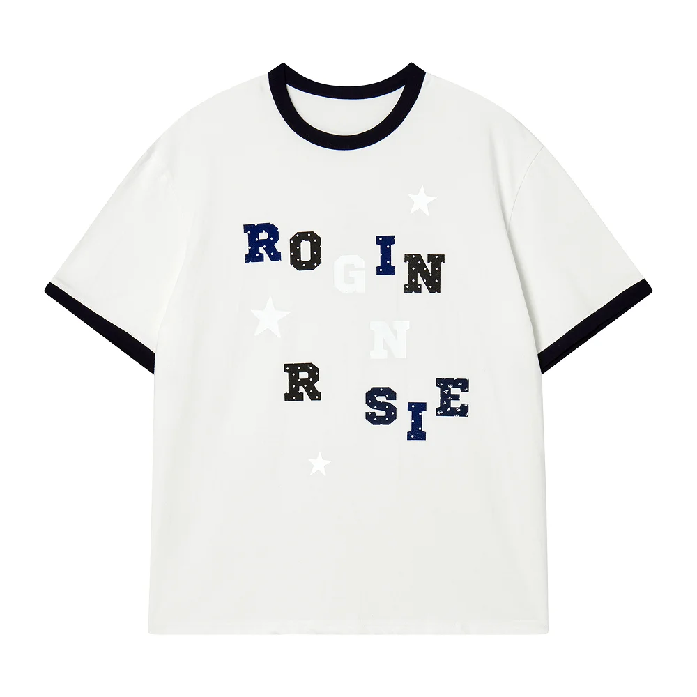 Logo Spell Point Starry Ringer T-shirt White