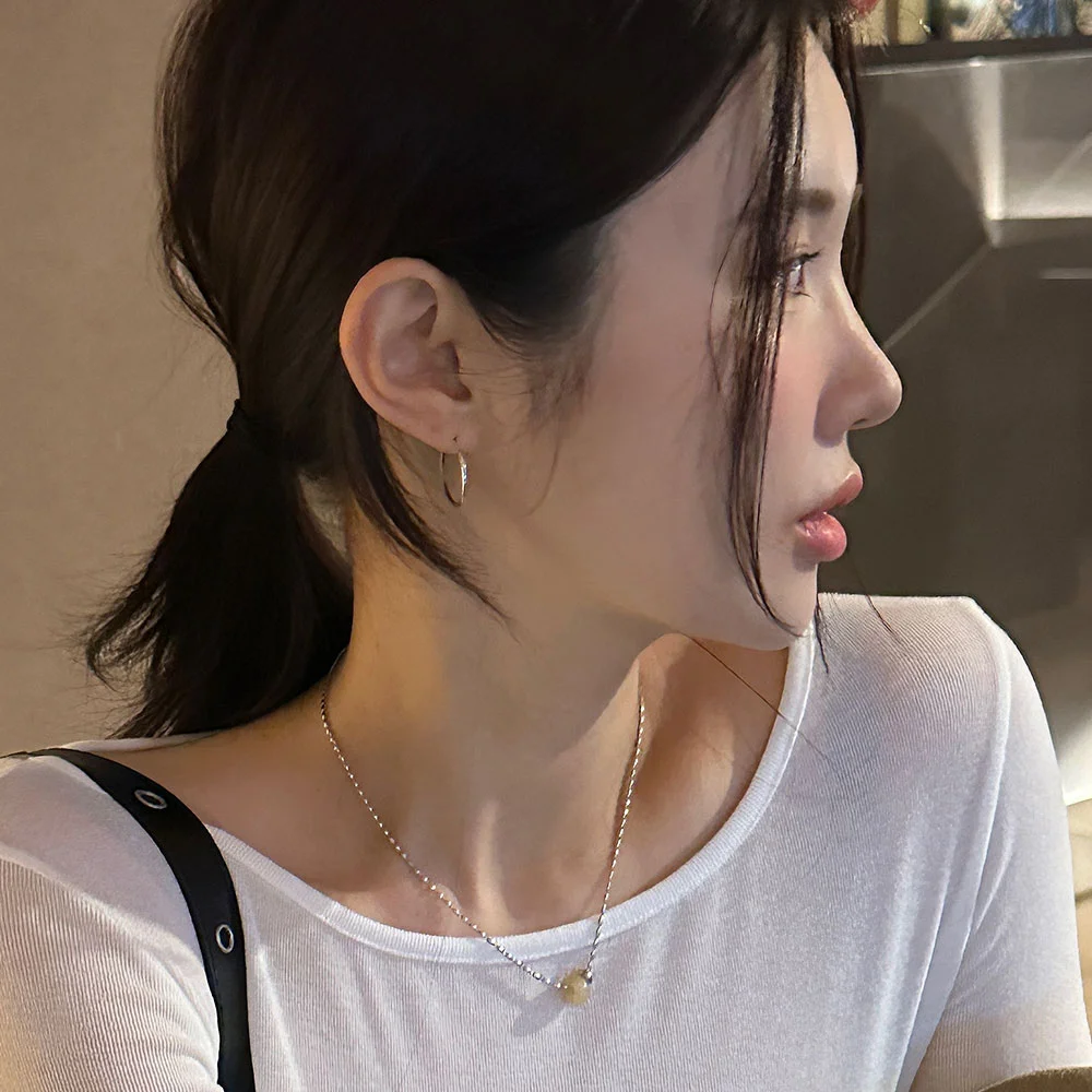 Rondel Quartz Chain Necklace_2colors