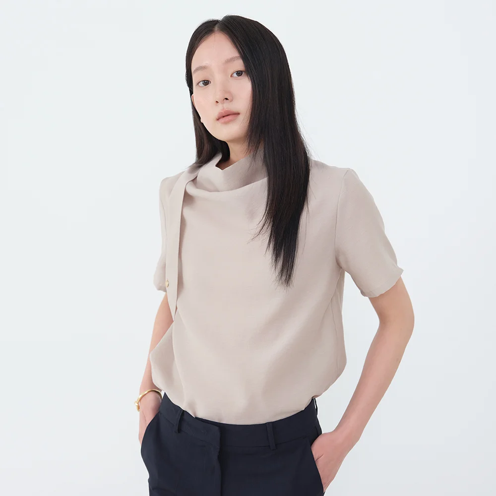 (2次_)Draped tie half blouse_beige