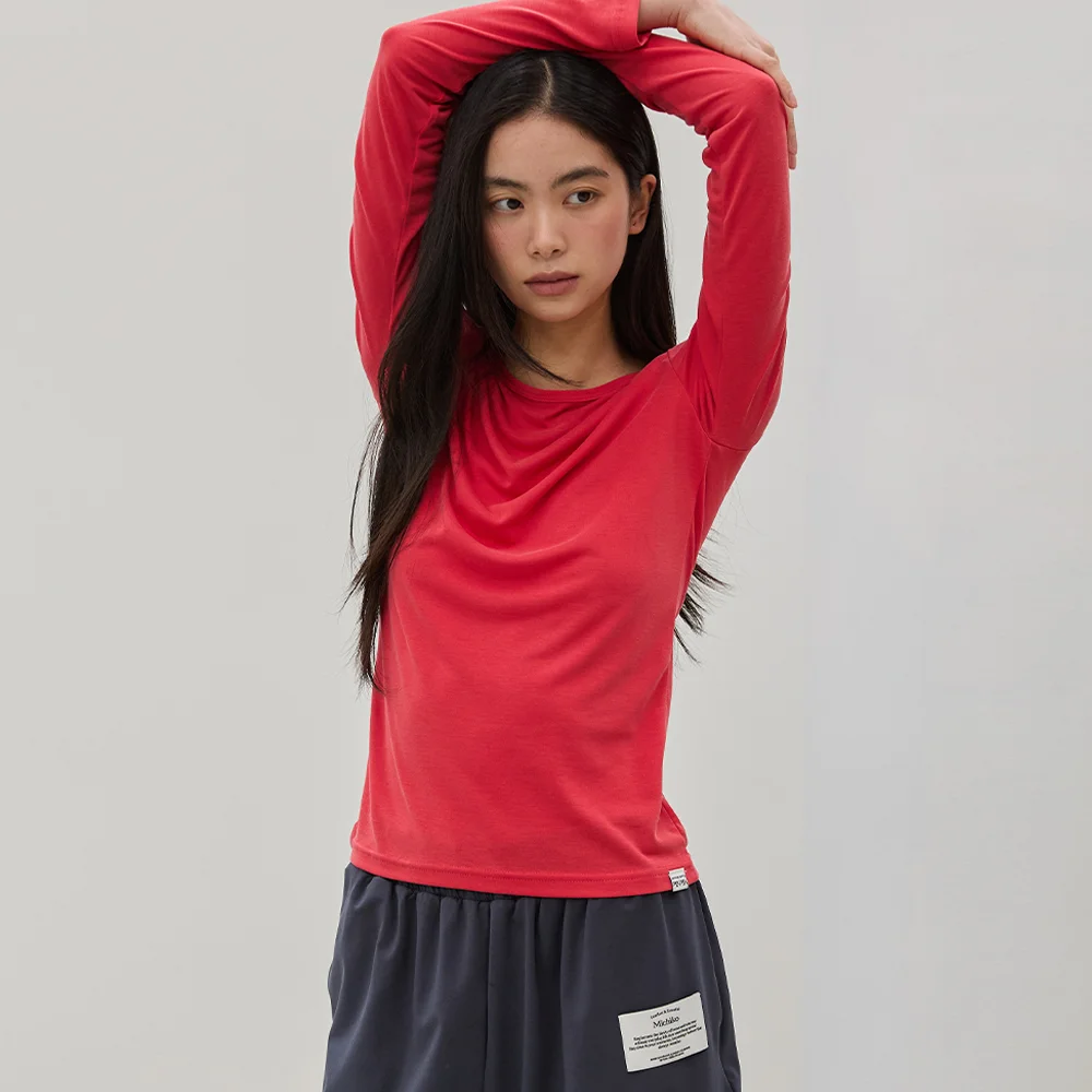Airy Basic Modal Tee Coral red