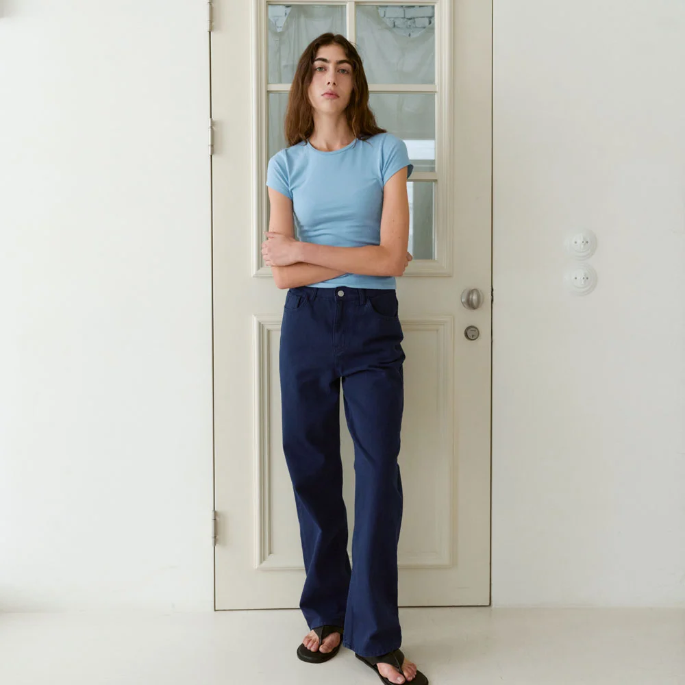 Garment Dyed Straight Pants (Navy)