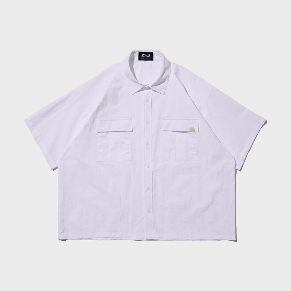 NYLON OVER POCKET SHORT SLEEVE SHIRT (WHITE)