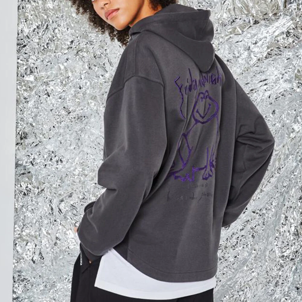 CHARCOAL FROG CHAIN EMBROIDERY HOODIE IETS0F622CG