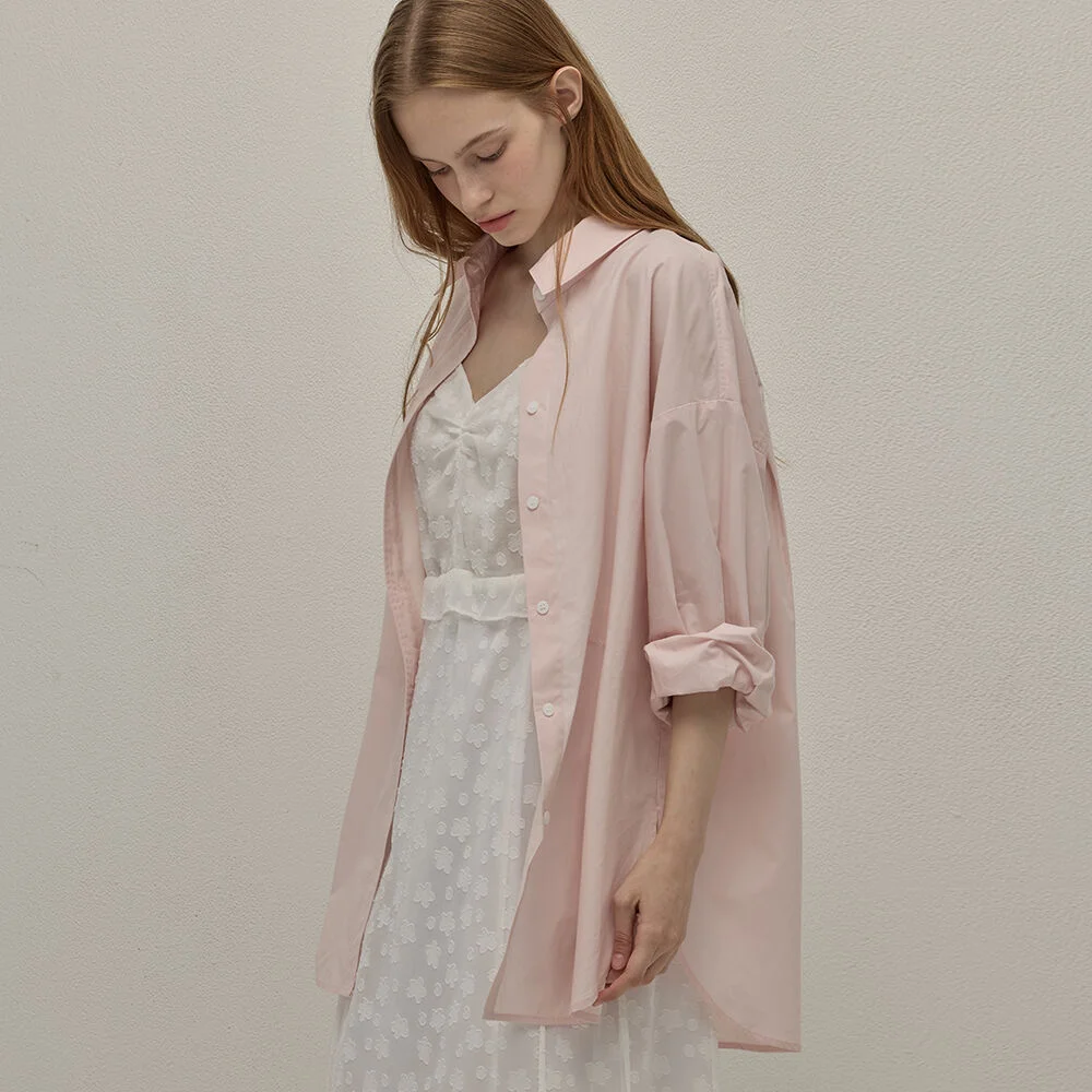 Basic embroidery shirt - Light pink
