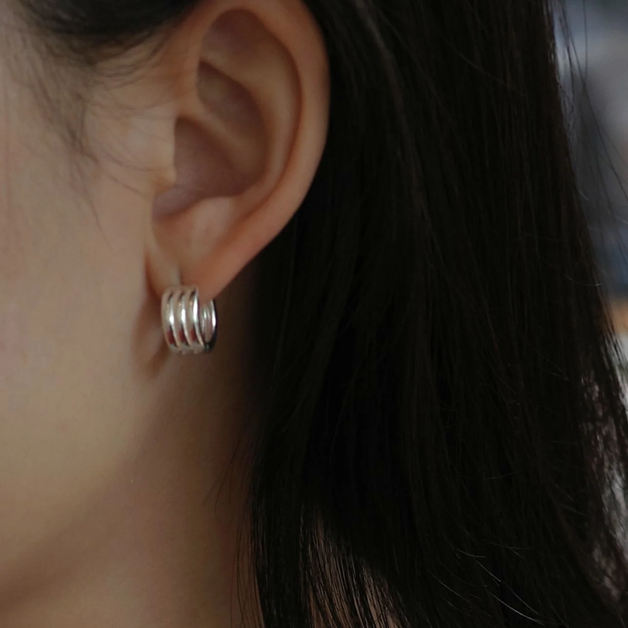 Triple Line Hoop Earrings