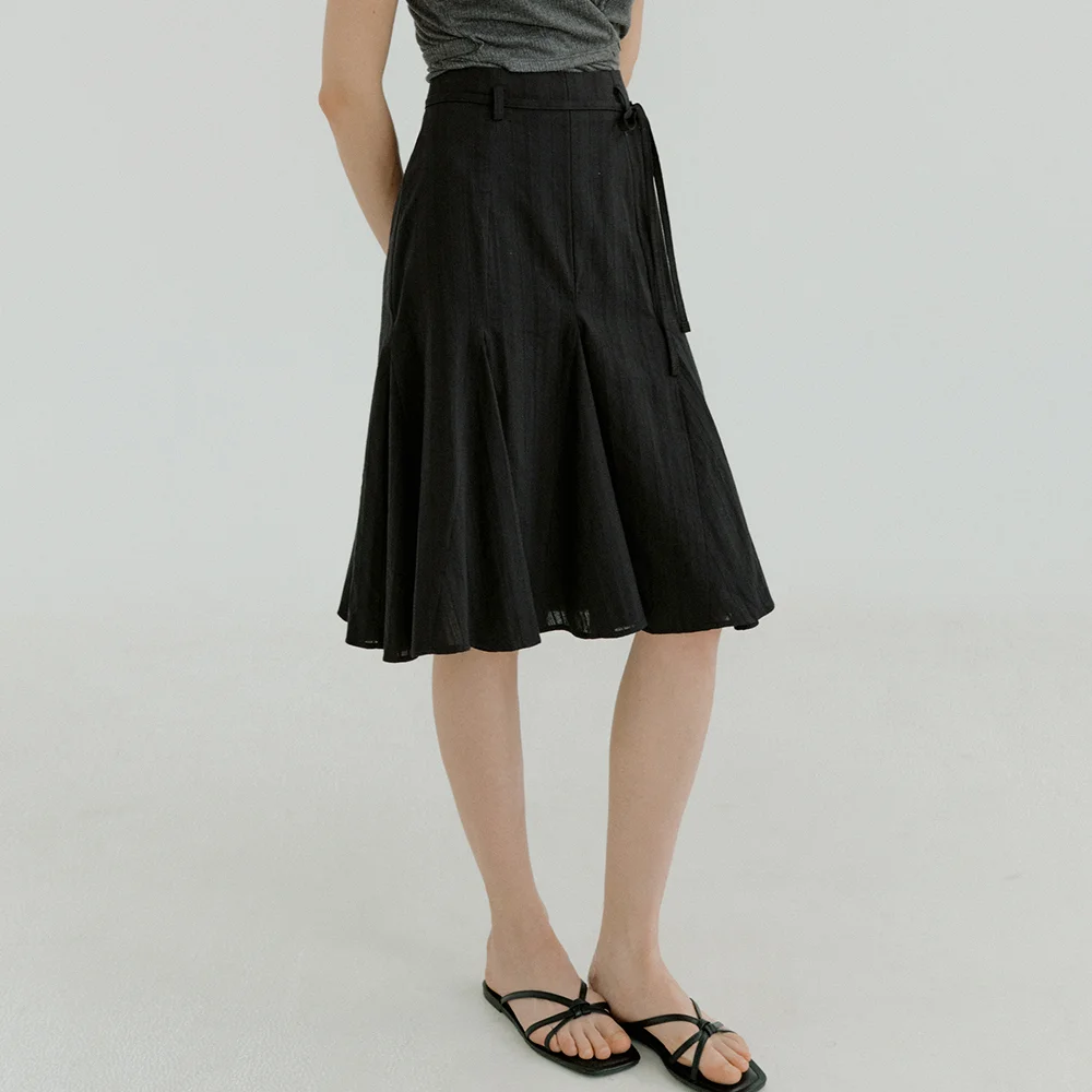 cotton lace midi skirt (black) orc 6064