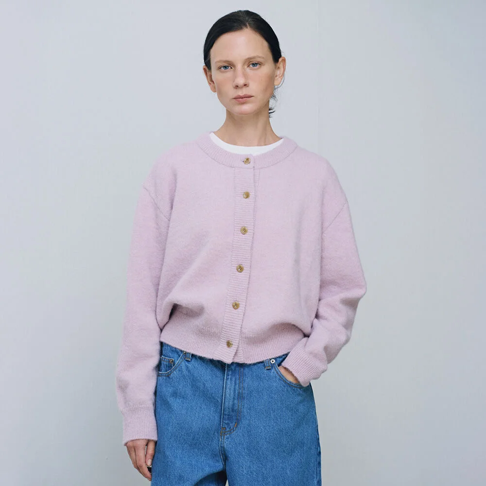 Fog Alpaca Cardigan (Lavender)
