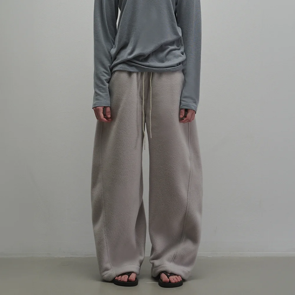 Curved Fleece Trousers (eucalyptus gray)