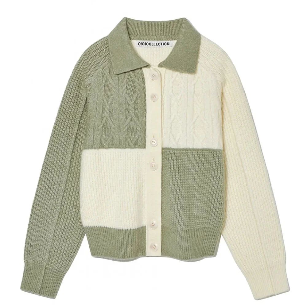 BLOCKING CABLE KNIT CARDIGAN