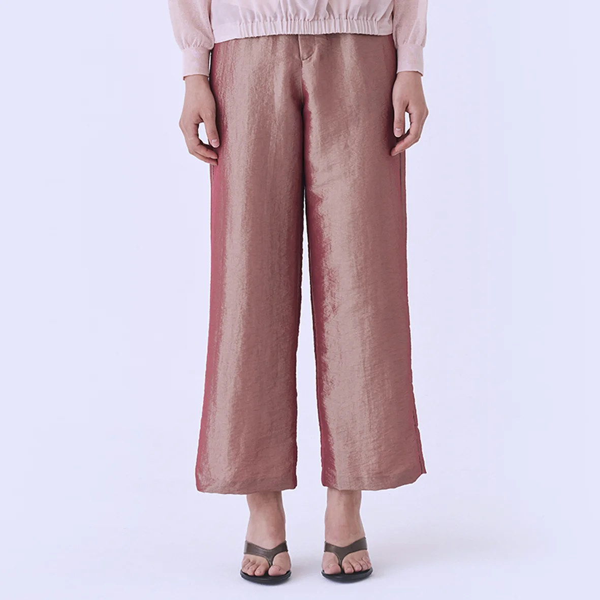 Silky Straight Trousers (Pink Green)