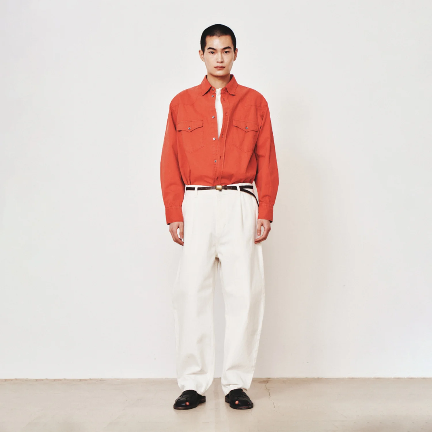 Garment Dyed Western Shirt_ Vintage Red