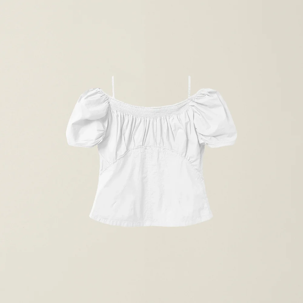 WOMENS SMOCKED BLOUSE WHITE