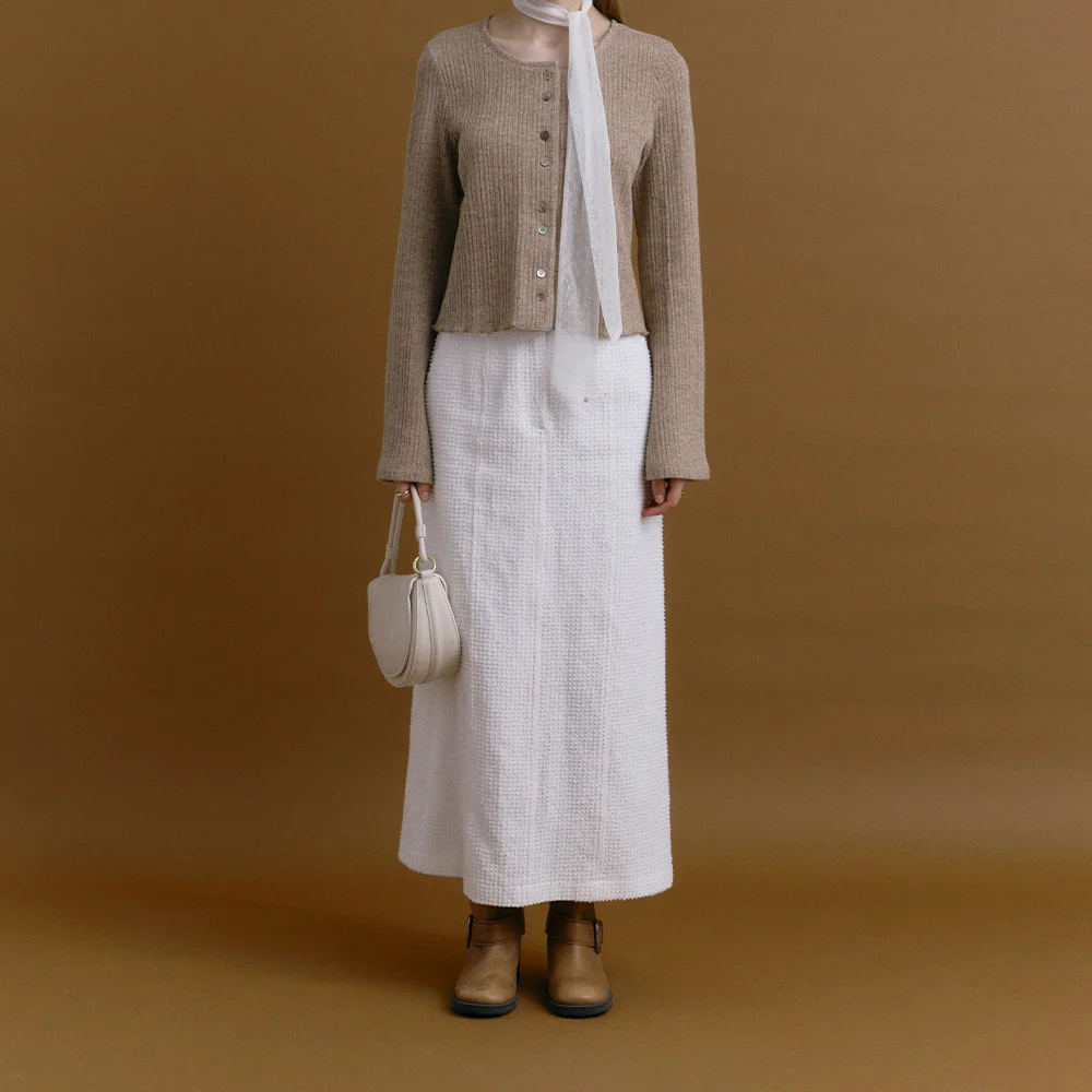 PUNCHING DENIM MAXI SKIRT (off white)