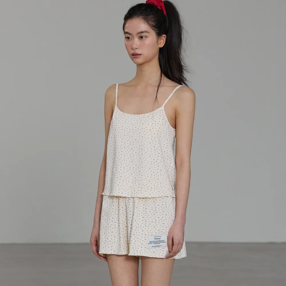 (帽 內置) Chou Sleeveless Pajama Set Butter cream