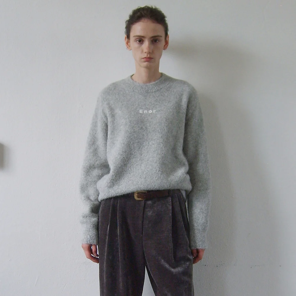 LOGO ESSENTIAL KNIT PULLOVER - GREY