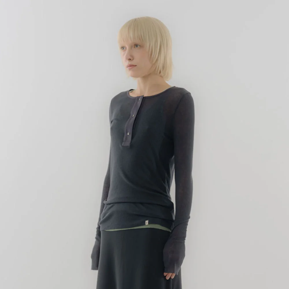 Tencel Henry Neck T_Charcoal