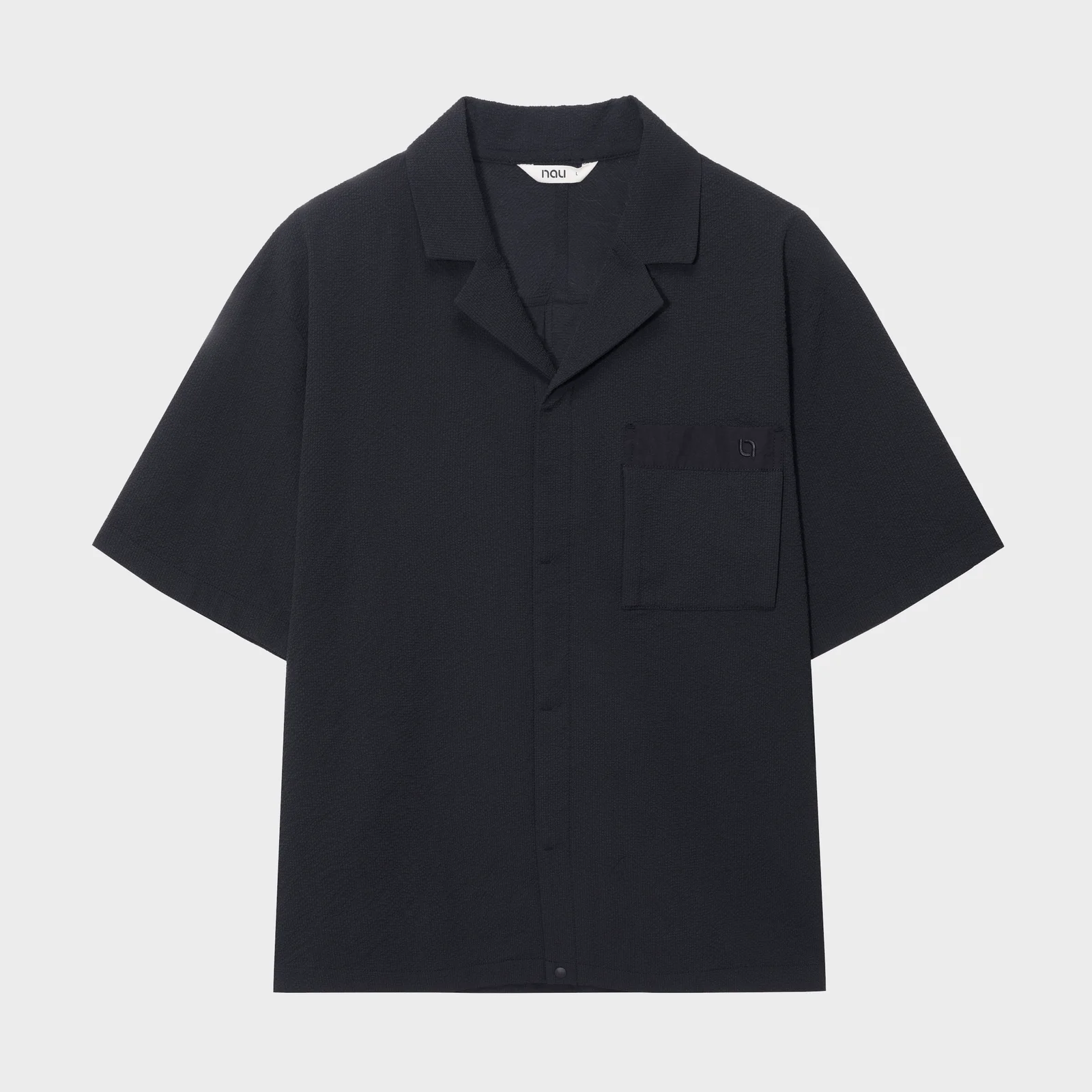 泡泡紗 開襟 衣領 襯衫 2 Black