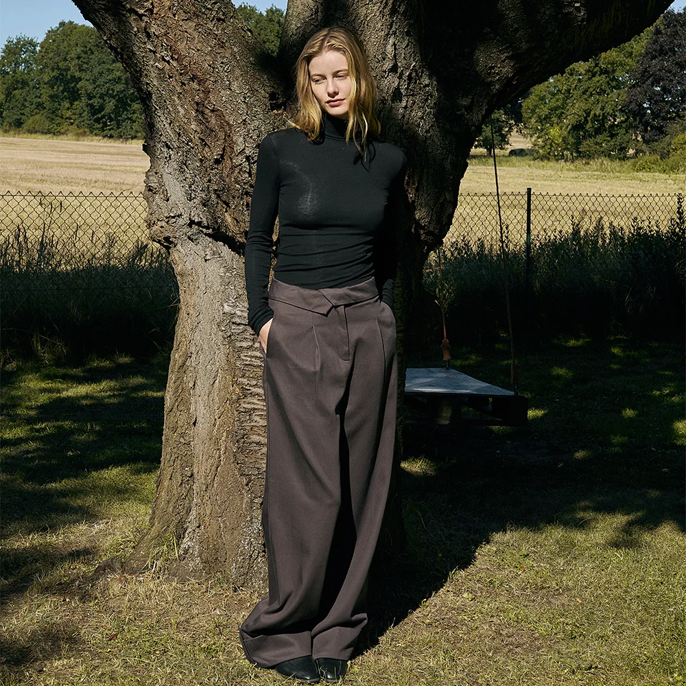 ROLL UP WIDE SLACKS (CHARCOAL)