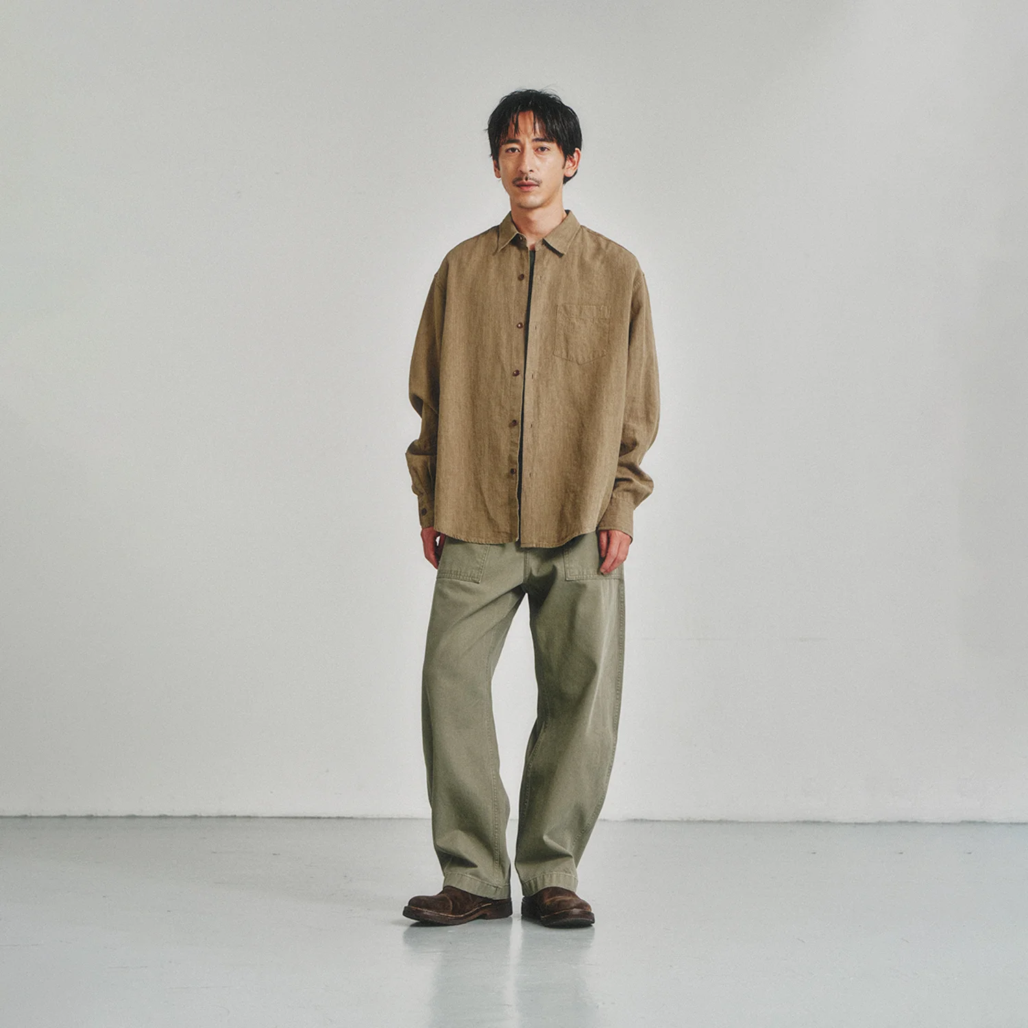 Washed Linen Shirt_Khaki