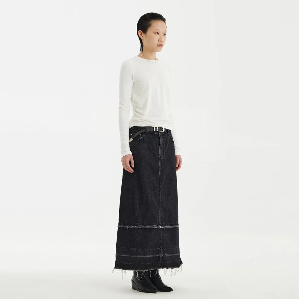 Shirring L/S T-Shirt - White