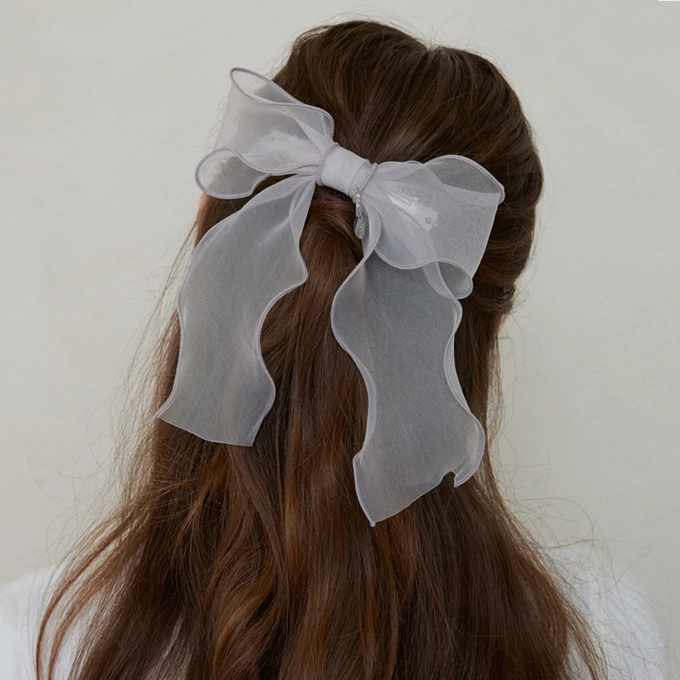 Organza ruffle ribbon hair pin (3colors)