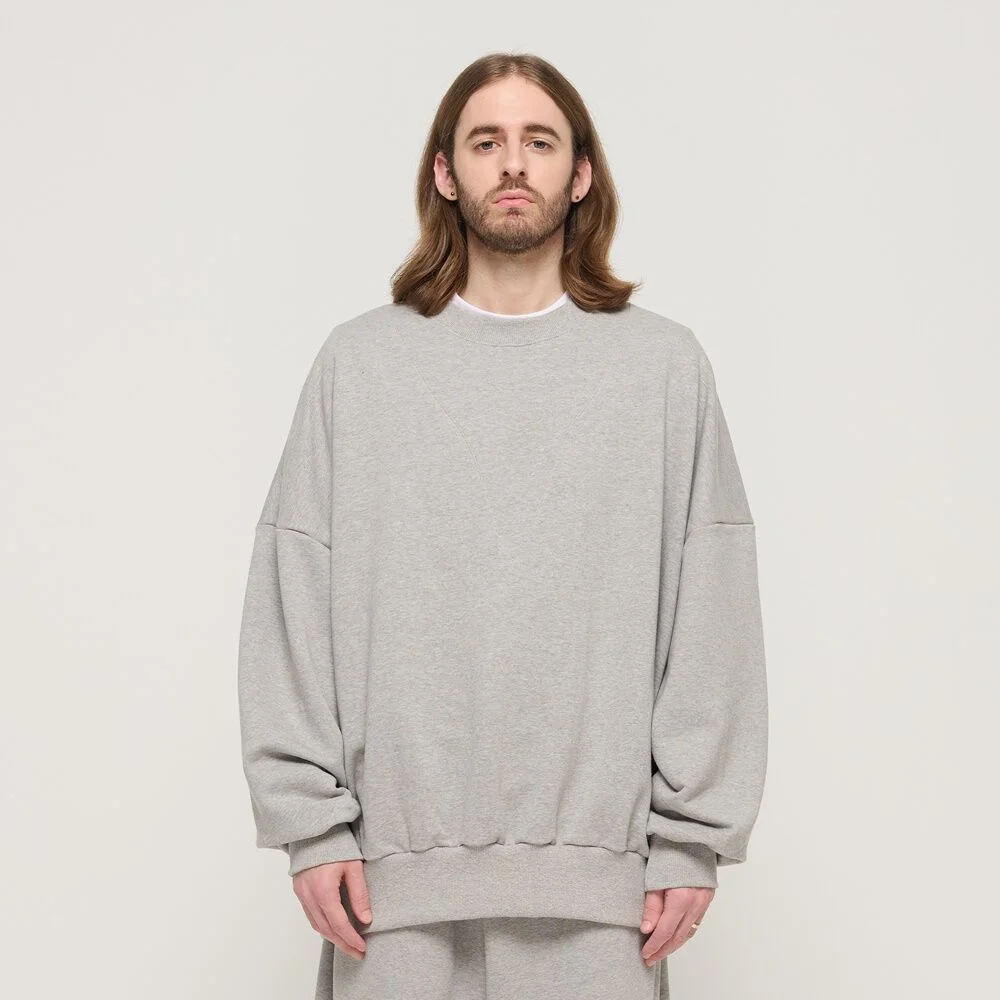 ROUND NECK POINT RAGLAN TERRY SWEATSHIRT (GRAY)