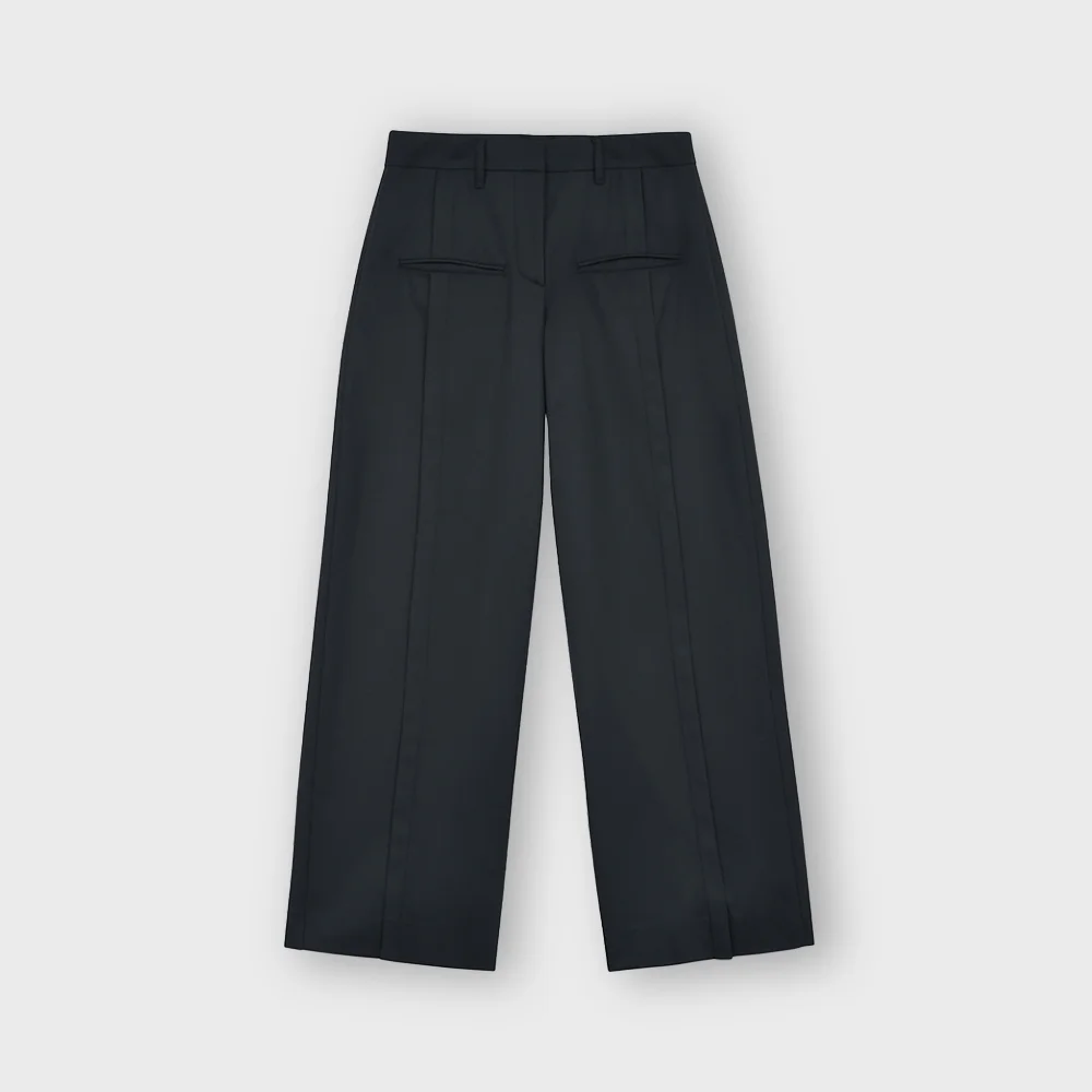 W Wool Wide Pants, Black
