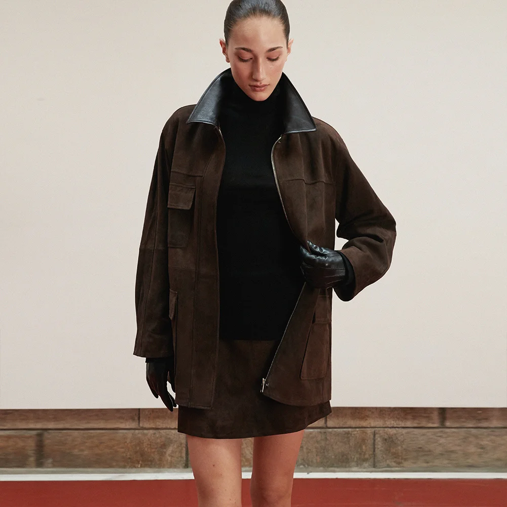 Suede Safari Jacket_Deep Brown