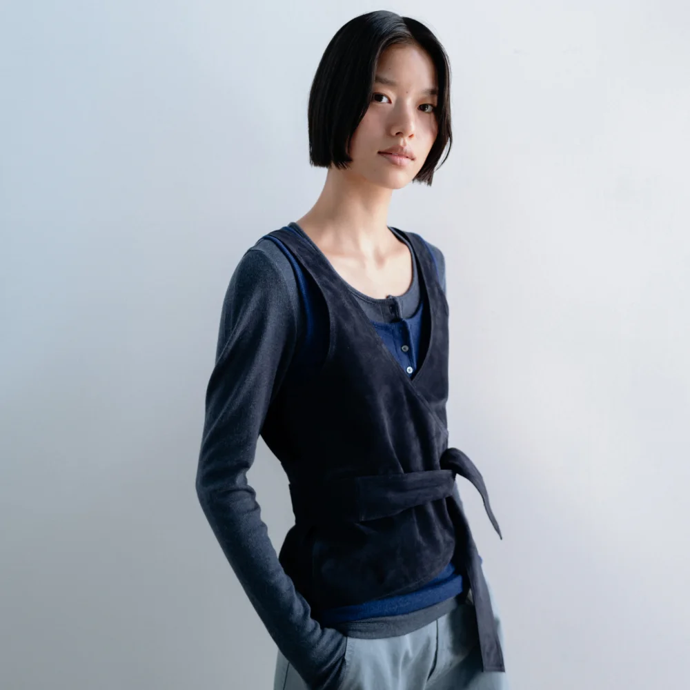 Slim rib sleeveless tee (blue / khaki / olive / black)