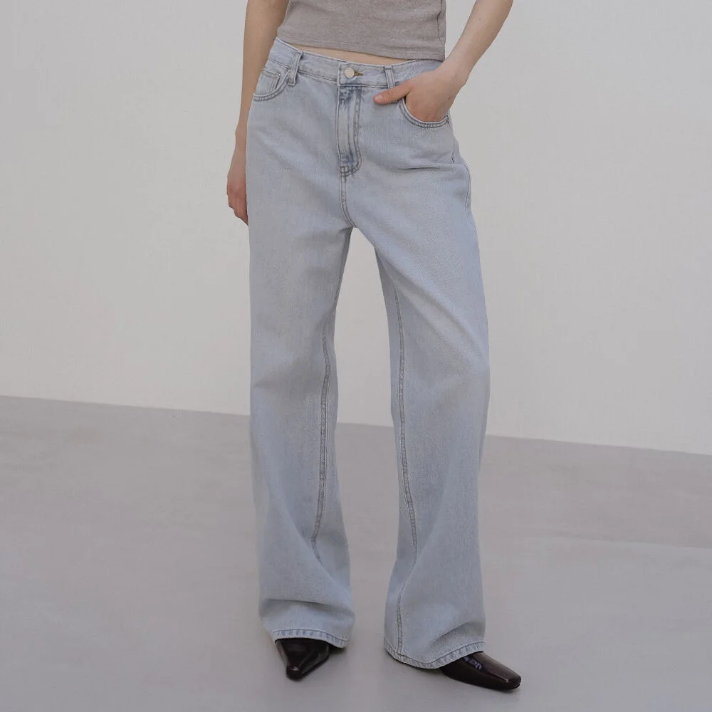 Slop straight fit denim pants_Blue