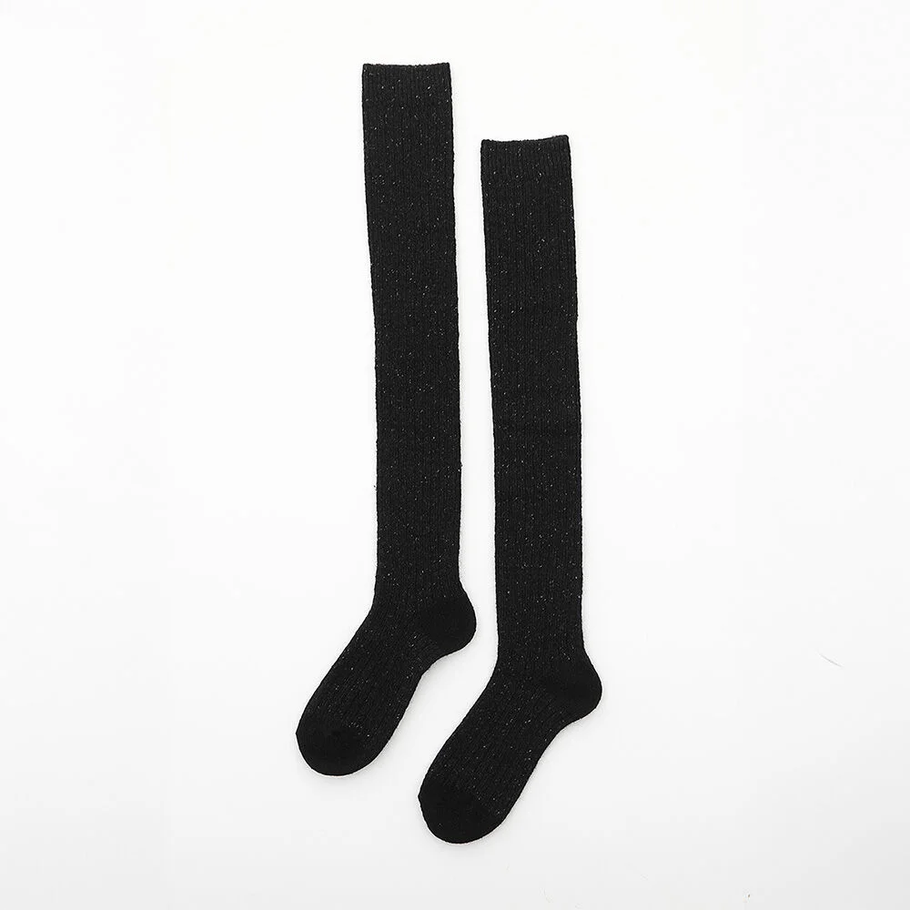 Popcorn thigh socks Black