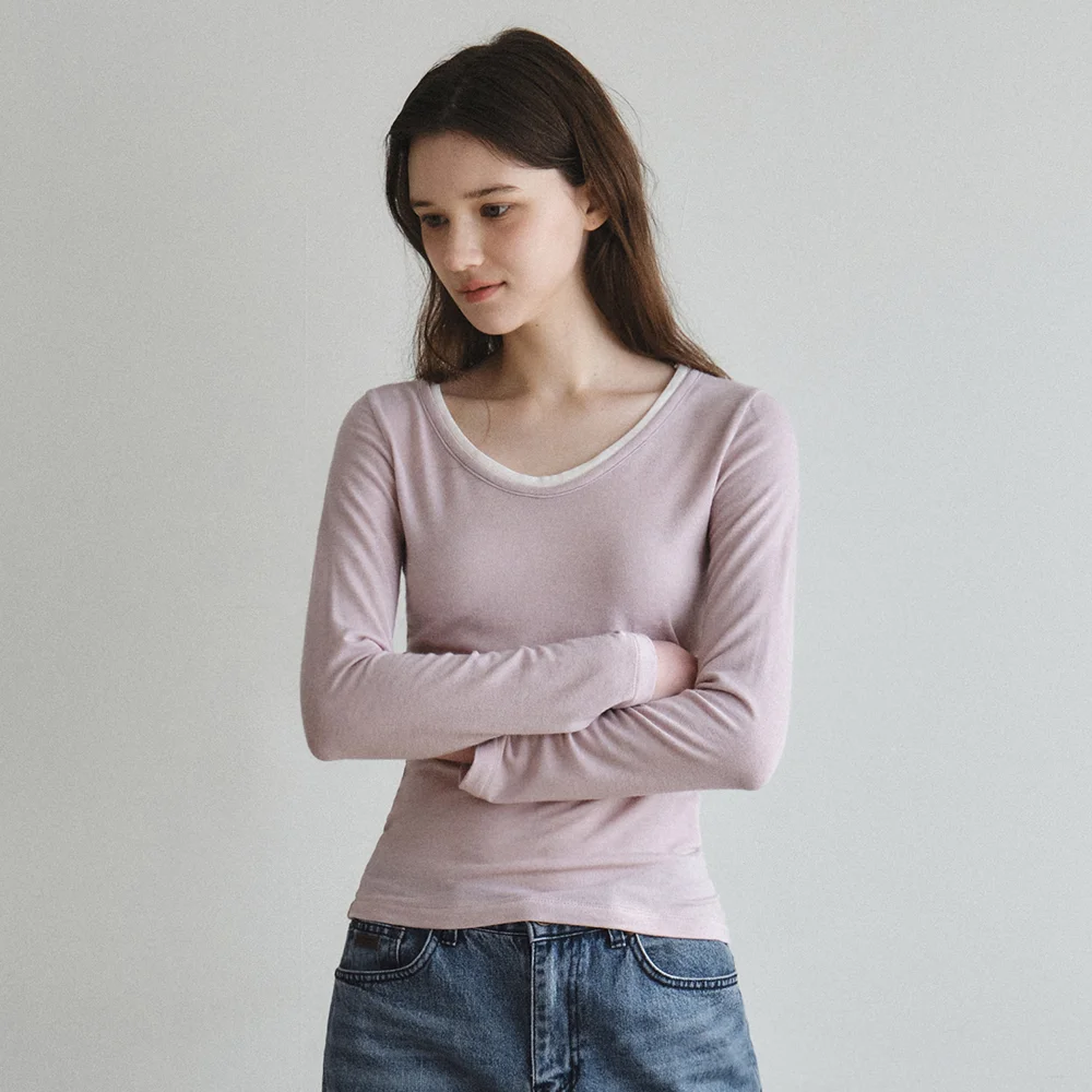 Layered Duo T-Shirt_LIGHT PINK(W26TP14)