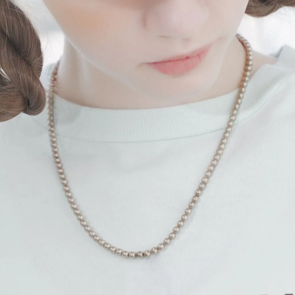 4mm swarovski gold pearl Necklace Swarovski 珍珠 香檳色 金色珠 頸鏈 4mm