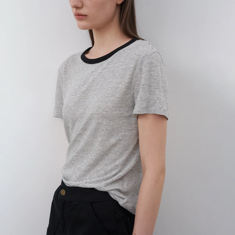 DAY-OFF 003 Stripe Crew-neck T_Black