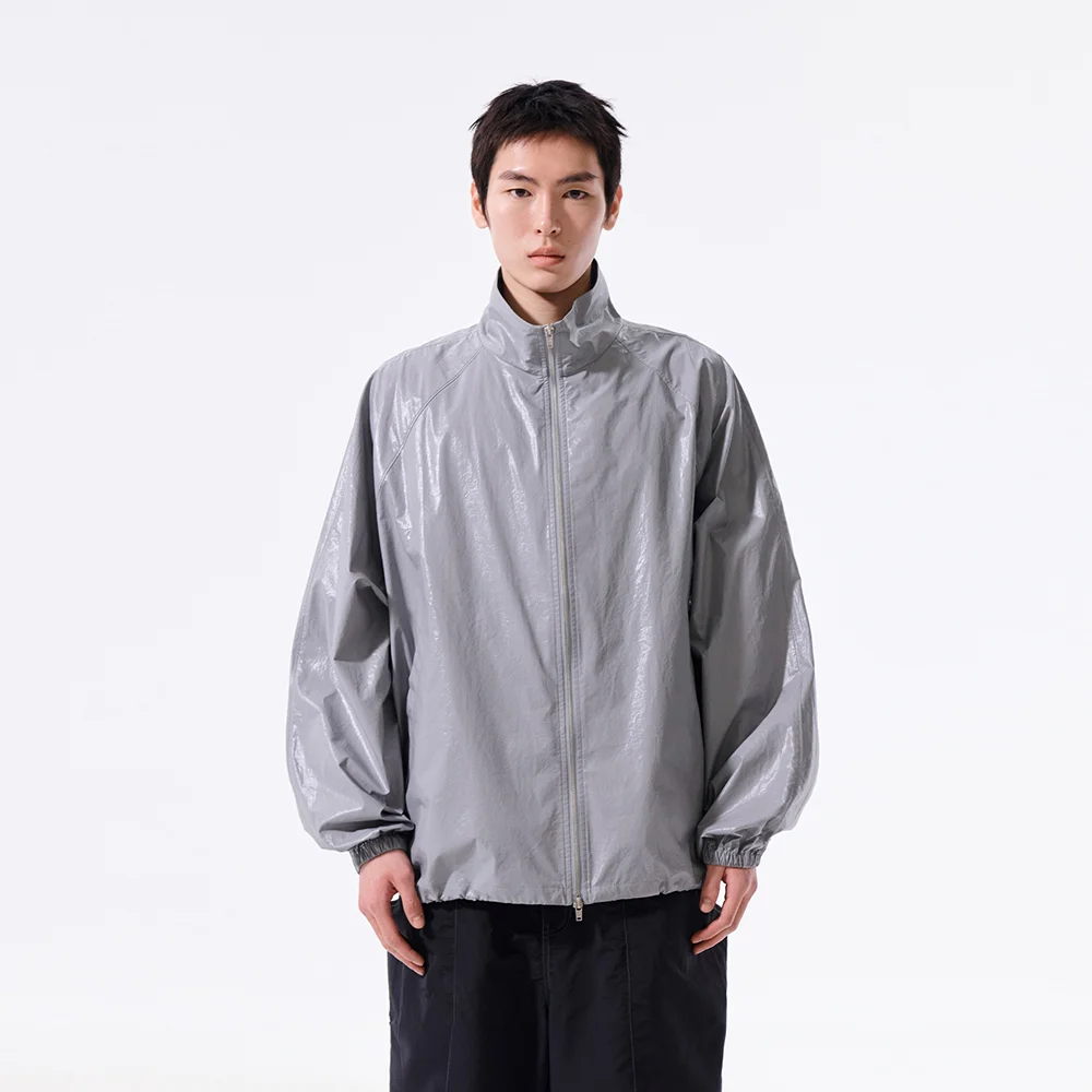 MATIN KIM LOGO COATING JUMPER FOR MEN IN DARK GREY