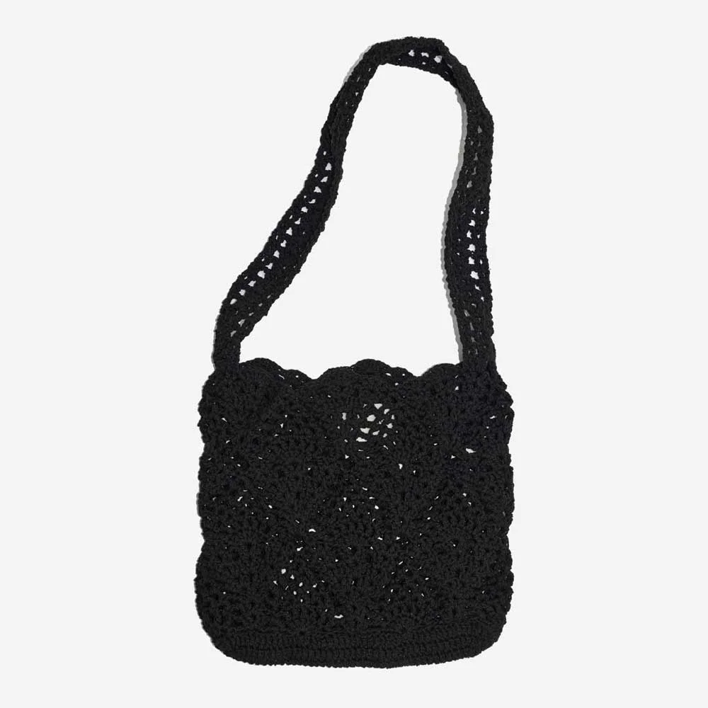 Pineapple Shoulder Bag _ Black (菠蘿 手工製 鉤織 單肩袋)